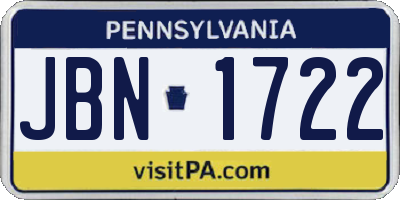 PA license plate JBN1722