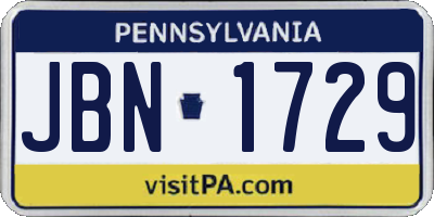 PA license plate JBN1729