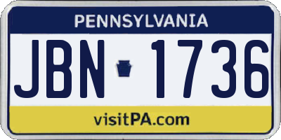 PA license plate JBN1736
