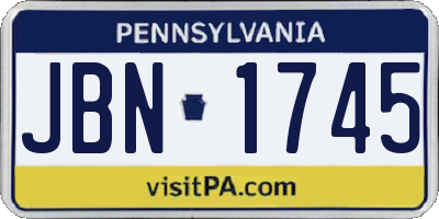 PA license plate JBN1745