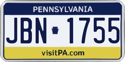 PA license plate JBN1755