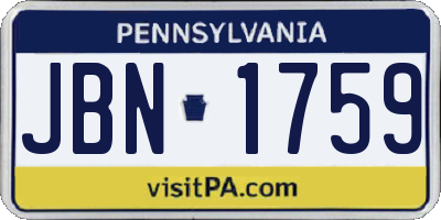 PA license plate JBN1759