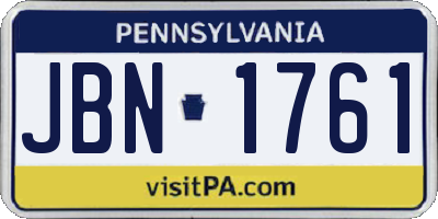 PA license plate JBN1761