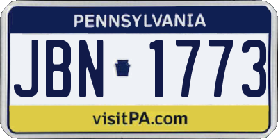 PA license plate JBN1773