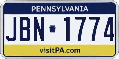 PA license plate JBN1774