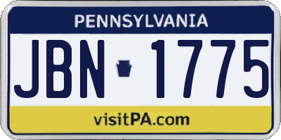 PA license plate JBN1775