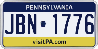 PA license plate JBN1776