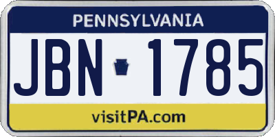PA license plate JBN1785