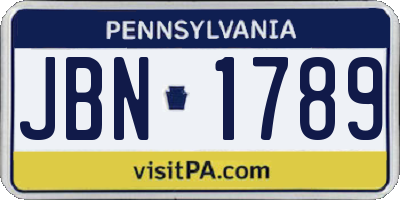 PA license plate JBN1789