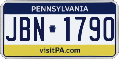 PA license plate JBN1790