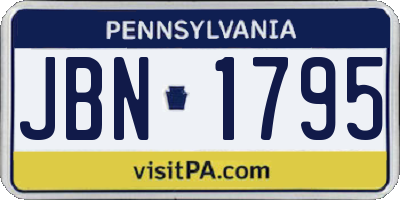 PA license plate JBN1795