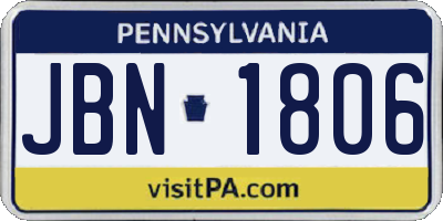 PA license plate JBN1806
