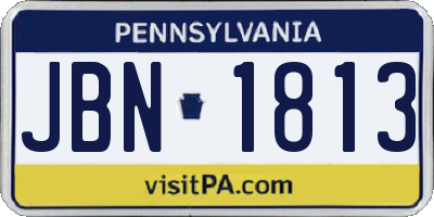 PA license plate JBN1813