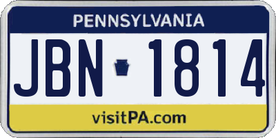 PA license plate JBN1814