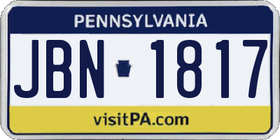 PA license plate JBN1817