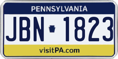 PA license plate JBN1823