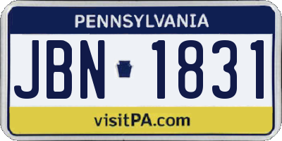 PA license plate JBN1831