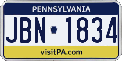 PA license plate JBN1834