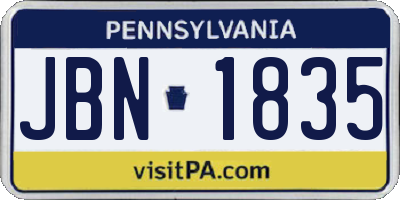 PA license plate JBN1835
