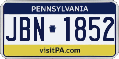 PA license plate JBN1852