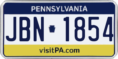 PA license plate JBN1854