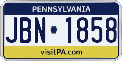 PA license plate JBN1858