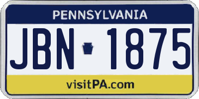 PA license plate JBN1875