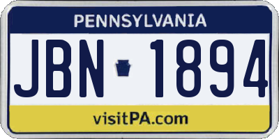 PA license plate JBN1894