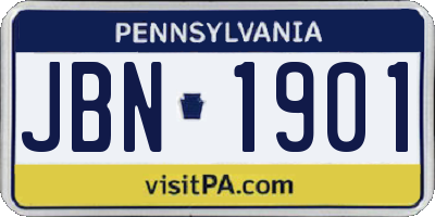 PA license plate JBN1901