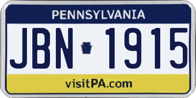 PA license plate JBN1915