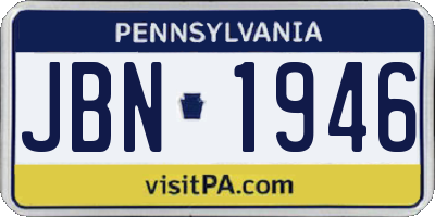 PA license plate JBN1946