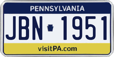 PA license plate JBN1951