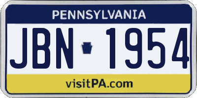 PA license plate JBN1954