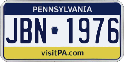 PA license plate JBN1976