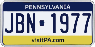 PA license plate JBN1977