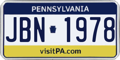 PA license plate JBN1978