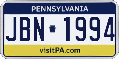 PA license plate JBN1994