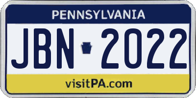 PA license plate JBN2022