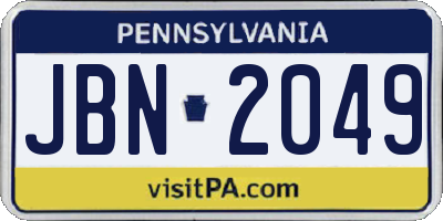 PA license plate JBN2049