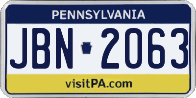 PA license plate JBN2063