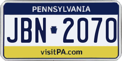 PA license plate JBN2070