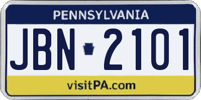 PA license plate JBN2101
