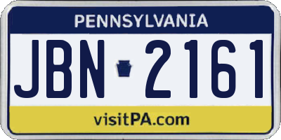 PA license plate JBN2161