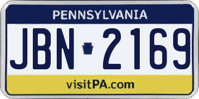 PA license plate JBN2169