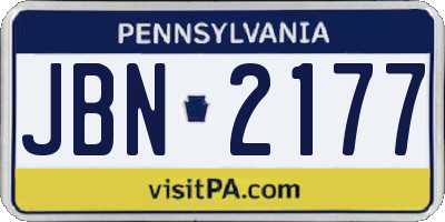 PA license plate JBN2177