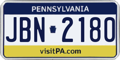 PA license plate JBN2180