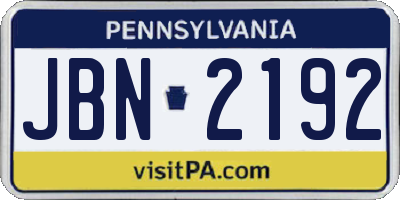 PA license plate JBN2192
