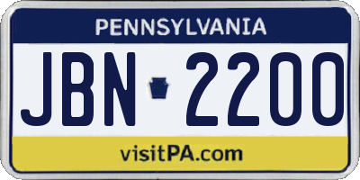 PA license plate JBN2200