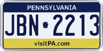 PA license plate JBN2213