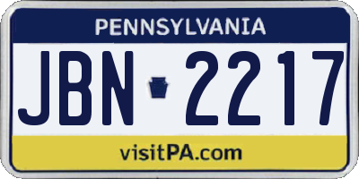 PA license plate JBN2217